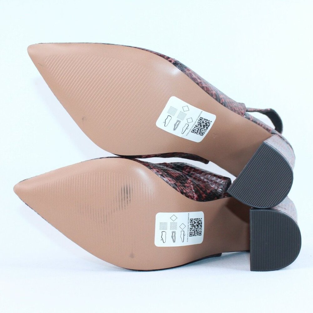 Asos Design Womens Sz 6 Faux Snakeskin Purple Slingback Block High Heels Pointed - Picture 9 of 11
